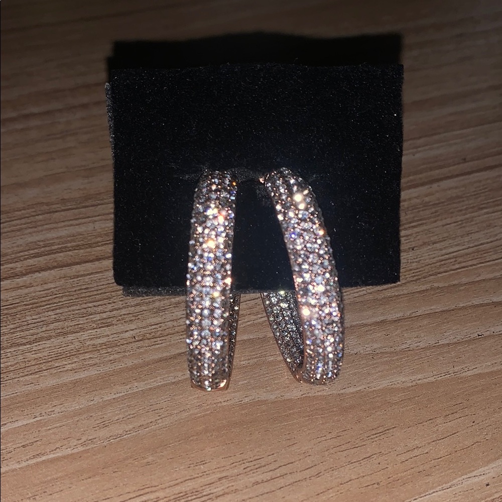 Joan Boyce Rose Gold Pavé Hoop Earrings